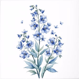 Vintage-Style Bluebell Floral Ceramic Wall Tile