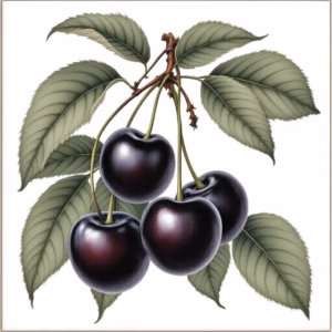 Large Black Cherry Fruit Ceramic Wall Tile