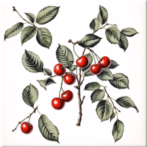 Small Red Cherries Ceramic Wall Tile