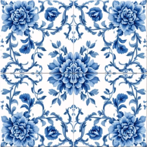Blue Roses Pattern Ceramic Wall Tile