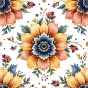 Flower Bouquet Pattern, Floral Ceramic Wall Tile