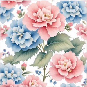 Pink and Blue Hydrangea Floral Pattern Ceramic Wall Tile