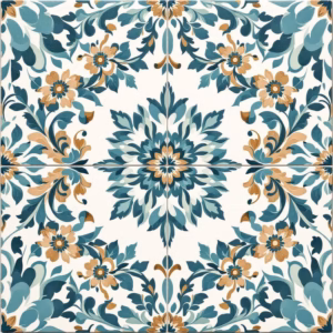 Retro Turquoise Floral Pattern Ceramic Wall Tile