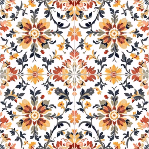 Vintage-Style Floral Patterned Ceramic Wall Tile