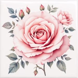 Pink Rose Vintage-Style Ceramic Wall Tile