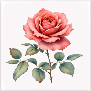 Vintage-Style Maroon Red Rose Ceramic Wall Tile