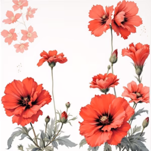 Deep Red Dianthus Flowers Ceramic Wall Tile