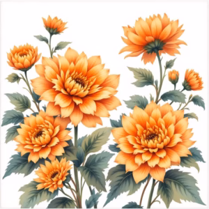 Orange Chrysanthemum Flowers Ceramic Wall Tile