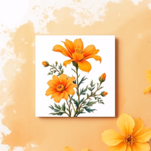 Orange Wallflower Ceramic Wall Tile