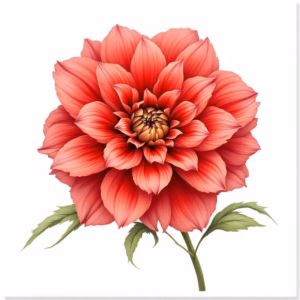 Red Dahlia Flower Ceramic Wall Tile