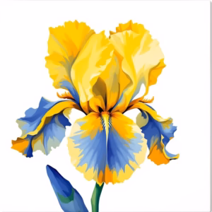 Yellow and Blue Iris Flower Ceramic Wall Tile