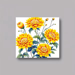 Yellow And Orange Chrysanthemum Flowers Ceramic Wall Tile