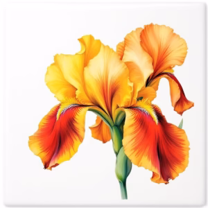 Yellow and Red Iris Flower Ceramic Wall Tile