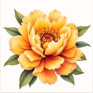 Yellow And Red Peony Flower Ceramic Wall Tile