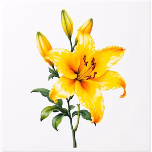 Yellow Lily Flower Ceramic Wall Tile