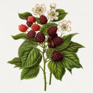 Blackberry (Rubus Fruticosus Hyb Kittaniny) hand-decorated ceramic wall tile