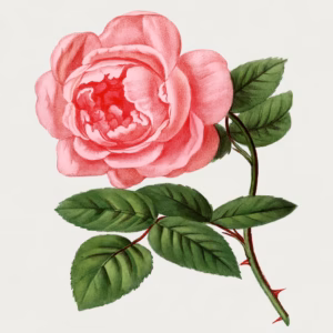 Celina Noirey Rose Vintage Flower Illustration hand-decorated ceramic wall tile