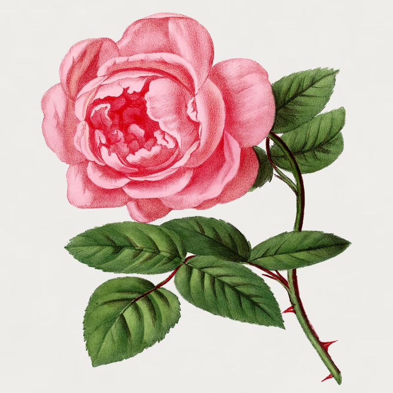 Celina Noirey Rose Vintage Flower Illustration hand-decorated ceramic wall tile