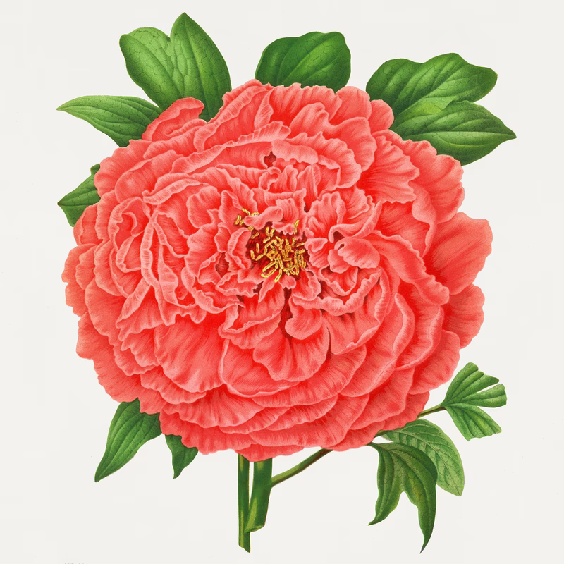 Faeonia Arborea Var. Elisabeth (Casoretti) hand-decorated ceramic wall tile