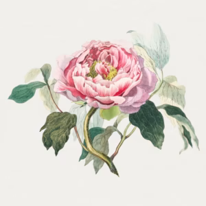 Hand Drawn Pink Cabbage Rose hand-decorated ceramic wall tile