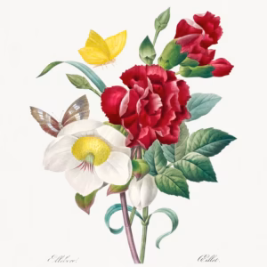 Hellebore And Oeillet hand-decorated ceramic wall tile