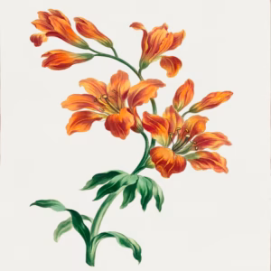 Large Orange Lily hand-decorated ceramic wall tile