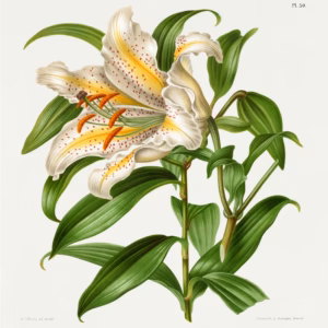 Lilium Speciosum Imperiale Lilium Auratum hand-decorated ceramic wall tile