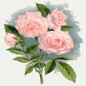 Pink Rose Clothilde Soupert hand-decorated ceramic wall tile