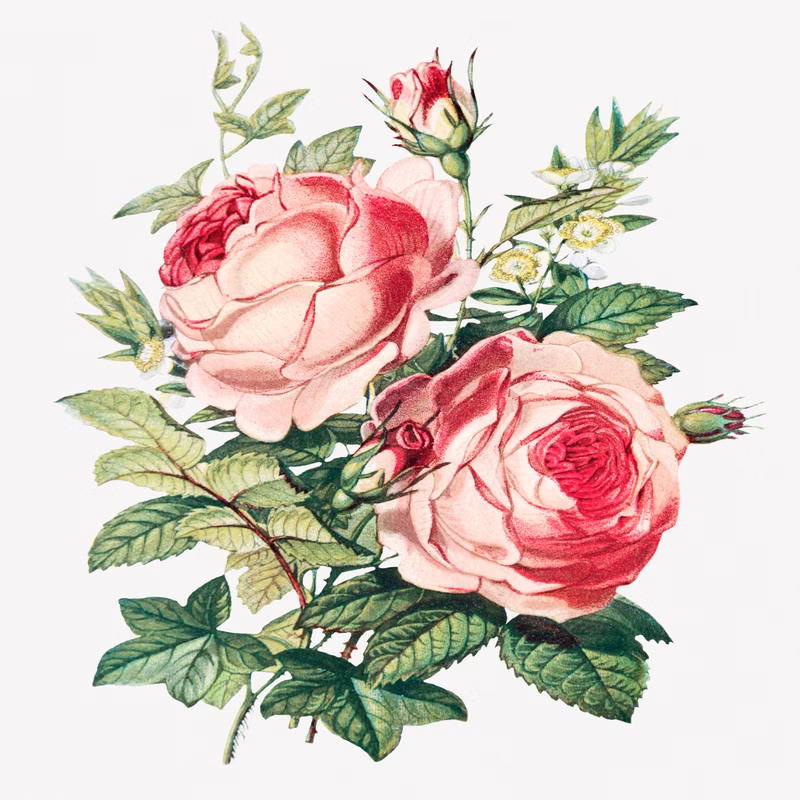 Rose Myrtle And Ivy hand-decorated ceramic wall tile